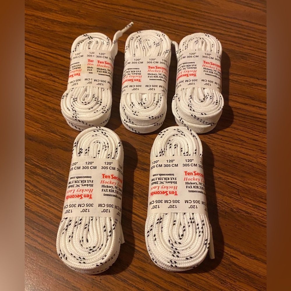 5 Pairs of White Hockey Skate Laces 120” New
